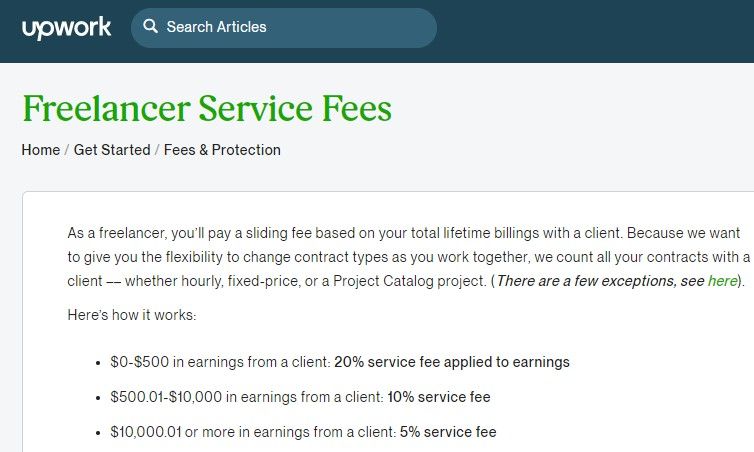 Upwork Service Fee For Freelancers