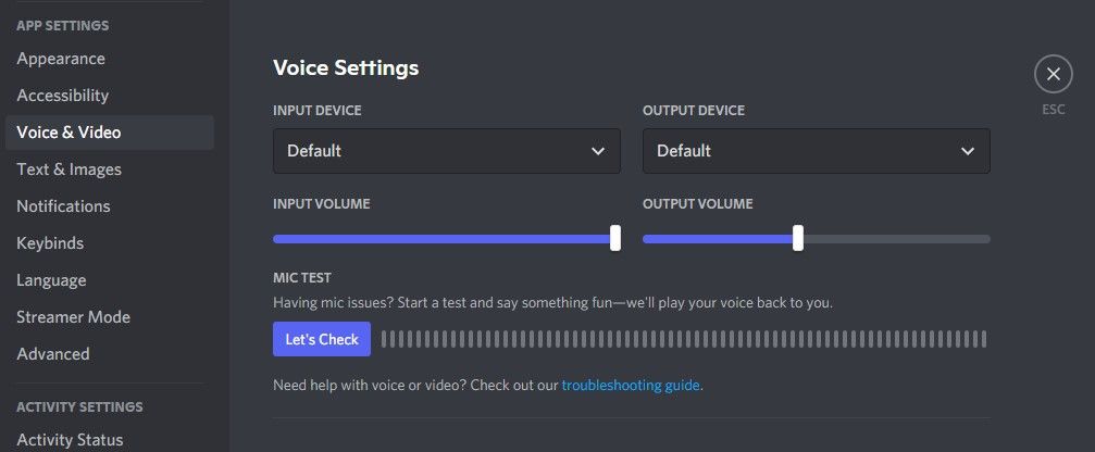 تنظیمات صدا و ویدیو در Discord Web Client