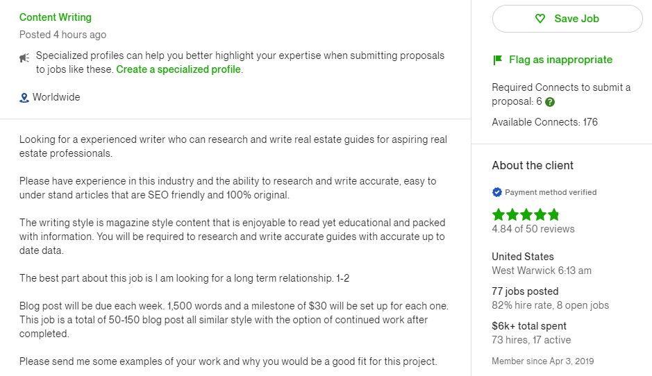 Client History on Upwork