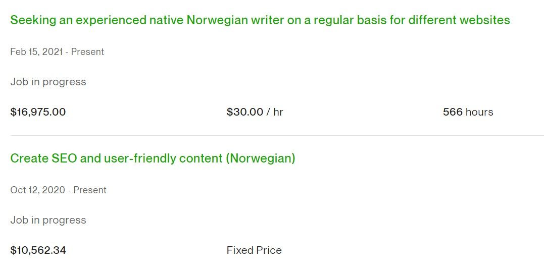 Two Long Term Jobs of a Freelancer on Upwork