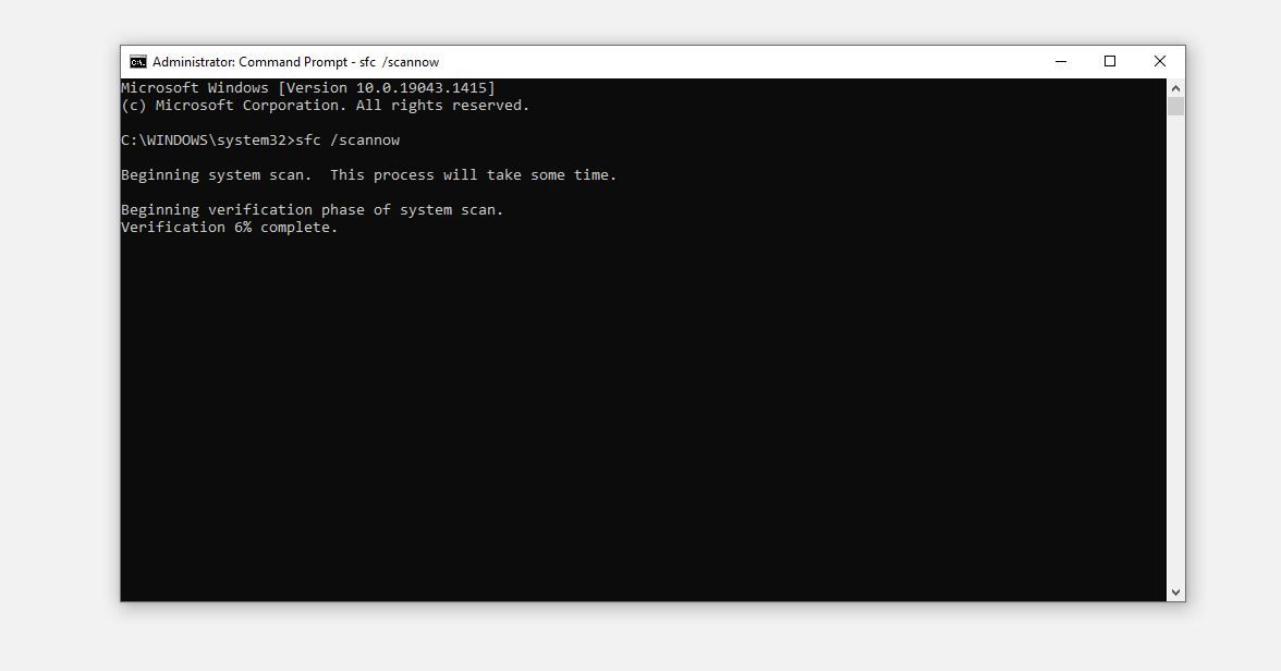Verification Process of SFC scan in Windows Command Prompt