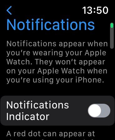 Notications options for Apple Watch.