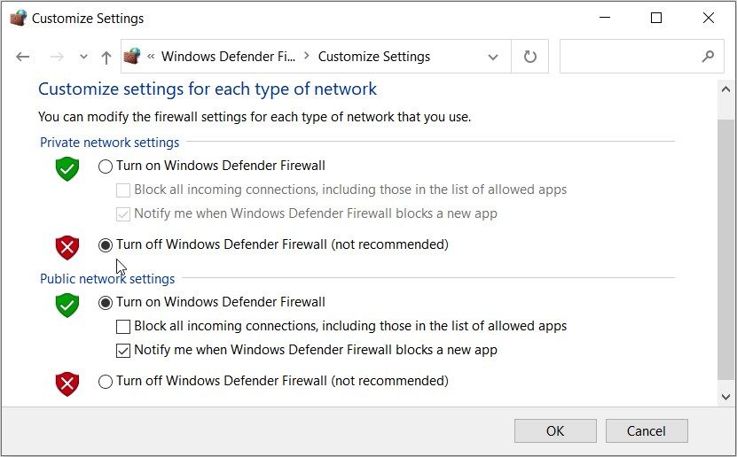 Disabling the Windows Defender