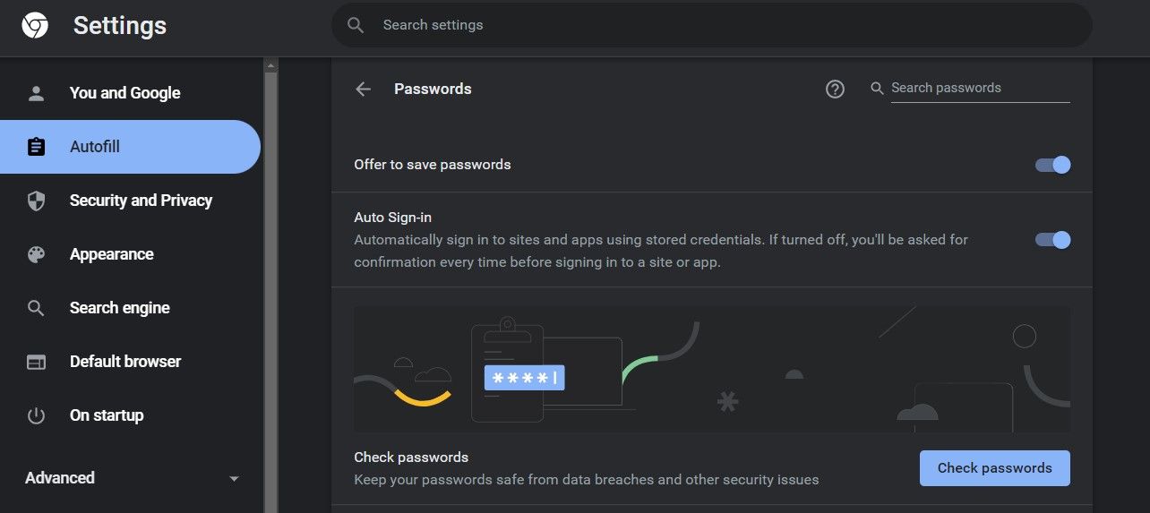 Turning Off Password Saving Toggle in Chrome Autofill Settings