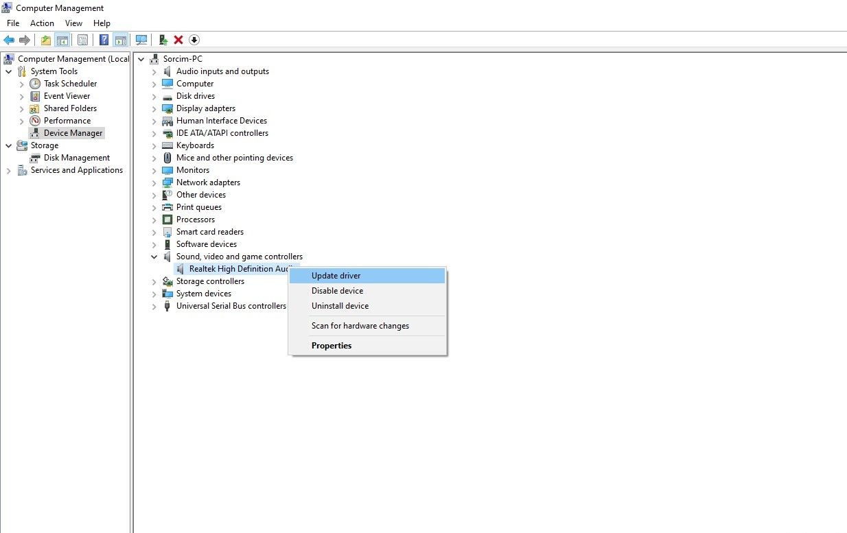 Updating Sound Driver in Devices Manager in Windows