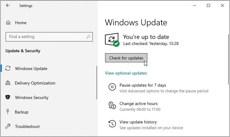 Comprobación de actualizaciones de PC con Windows