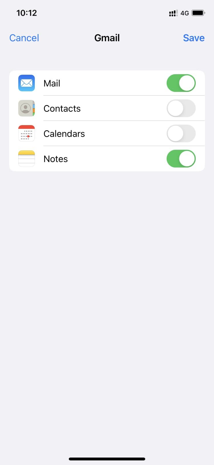 Add Google as Notes account on iPhone