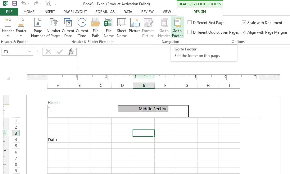 افزودن پاورقی در فایل Microsoft Excel در تب Design