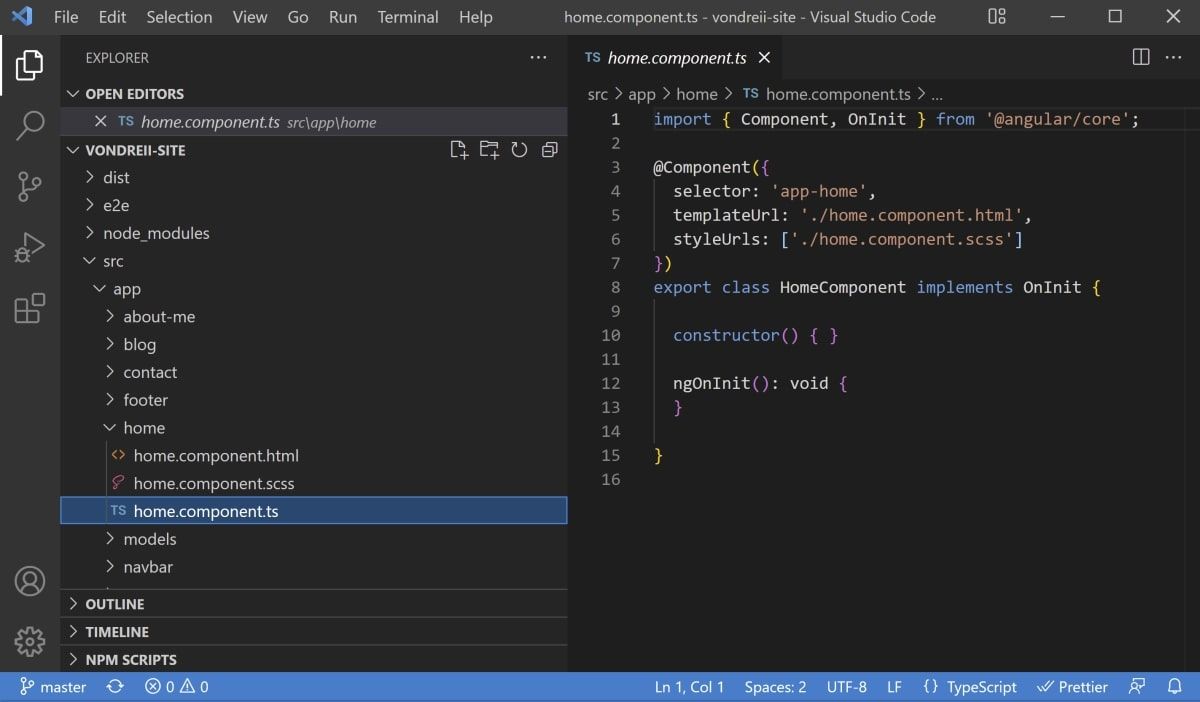Visual Studio Code open with Angular Project