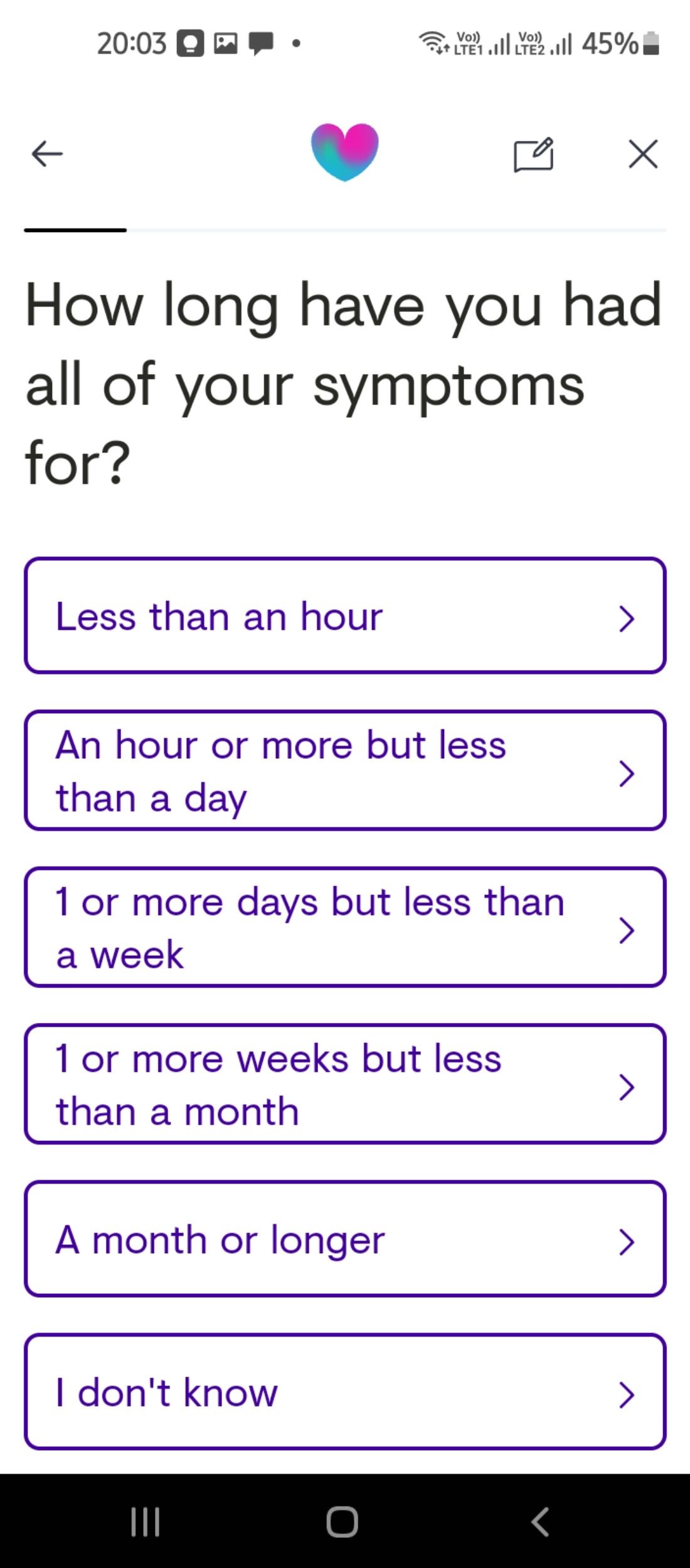 Frequency of symptoms checker in the Babylon app
