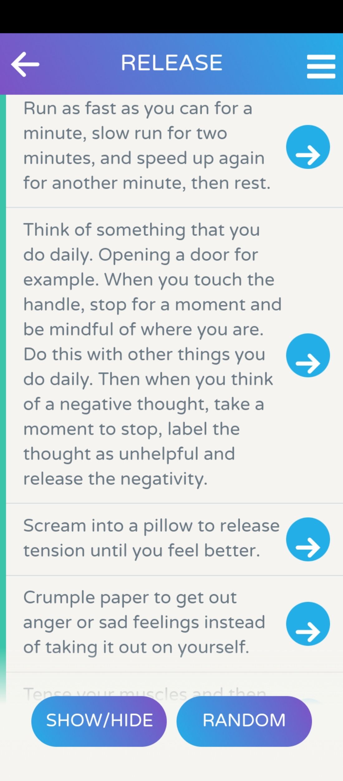 Psycho-anxiety education in the Calm Harm app