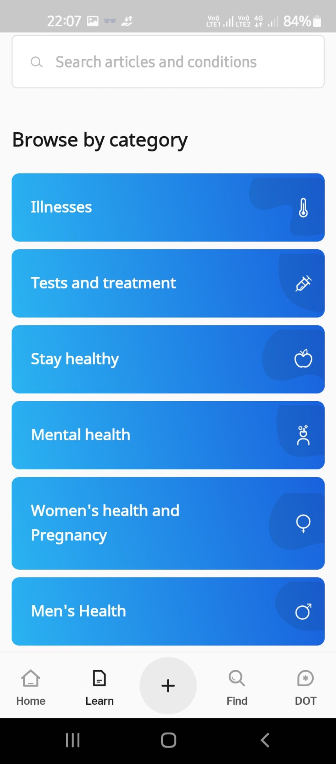 Clinical grade information and resources in the Healthily app