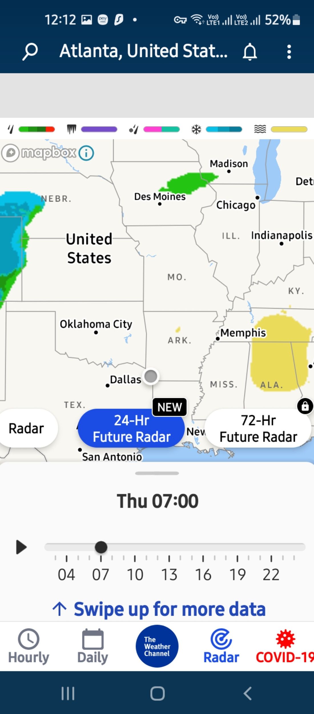 Weather maps and forecasts in IBM Weather Channel