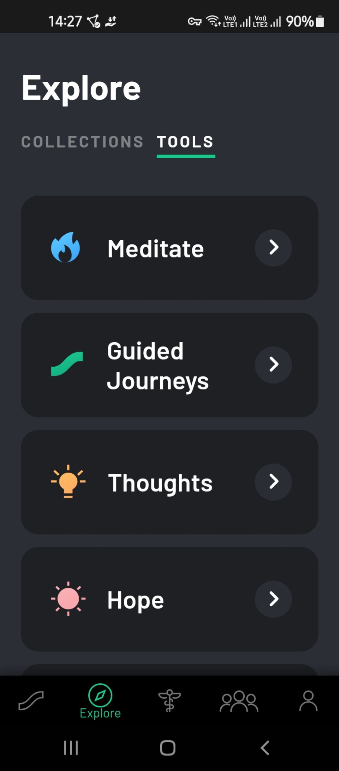 Tools for managing anxiety in the Sanvello app