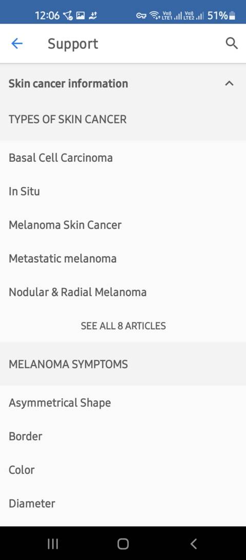 Skincare information in the Skinvision app