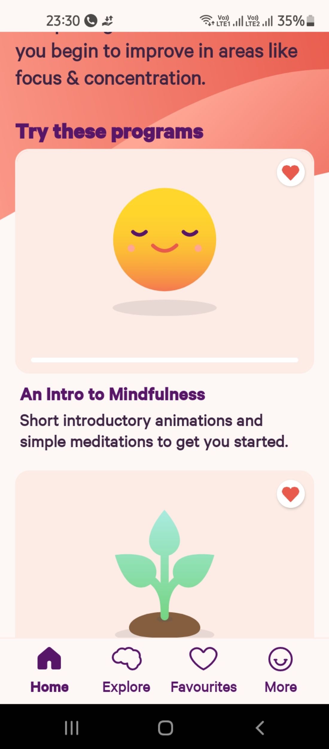Meditation programs in Smiling Mind app