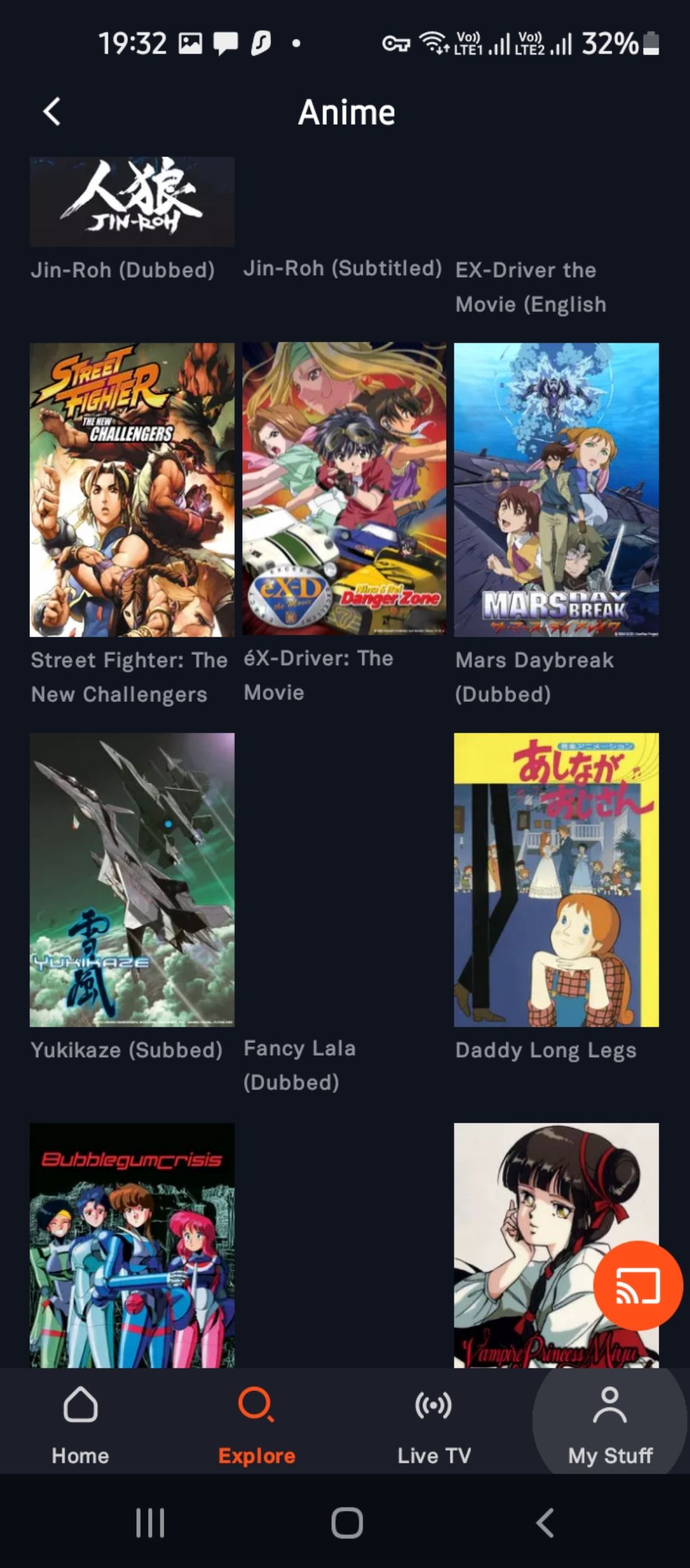 Anime movies collection in Tubi TV