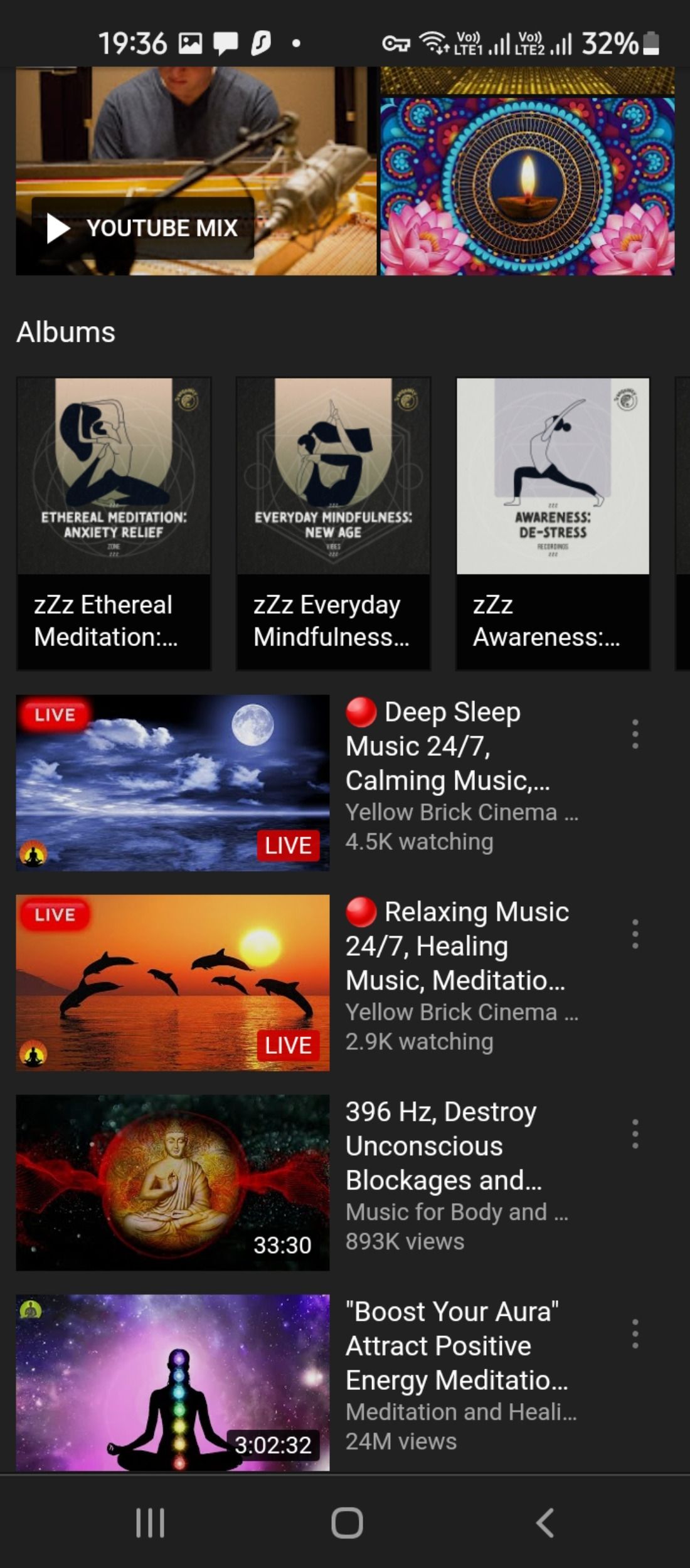 Music tracks and albums in the YouTube app