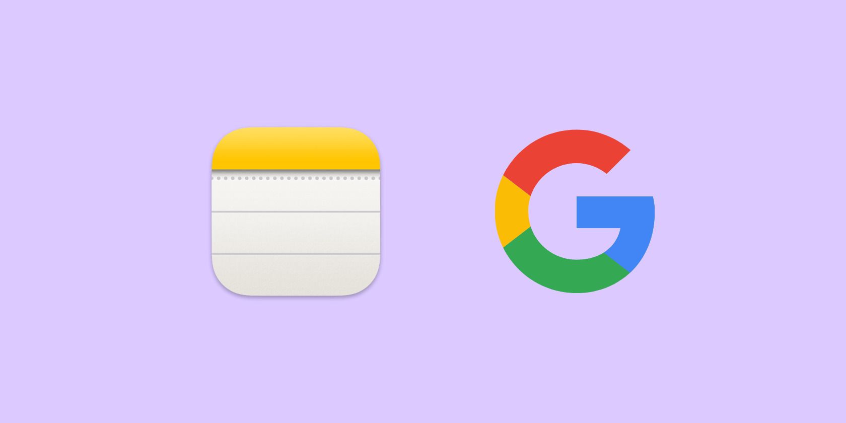 Apple Notes app logo and Google logo on a light background