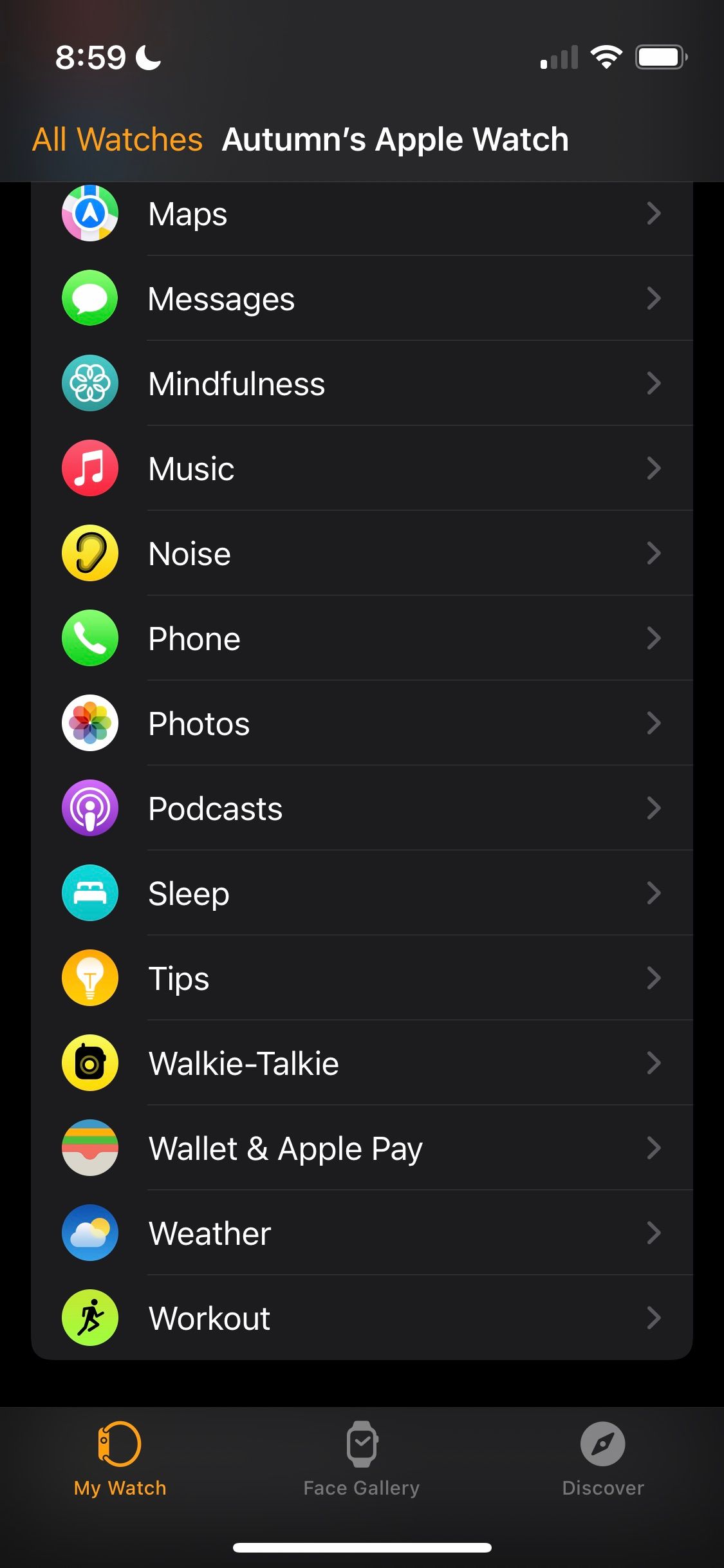 Screenshot of a smartphone menu