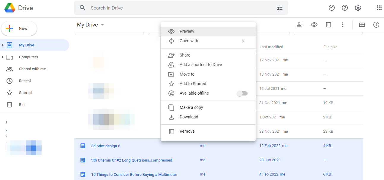 Bulk Deleting Three Files From Google Drive 