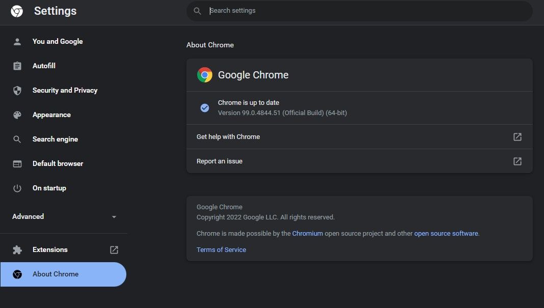 Checking Chrome Update Status in Chrome Settings