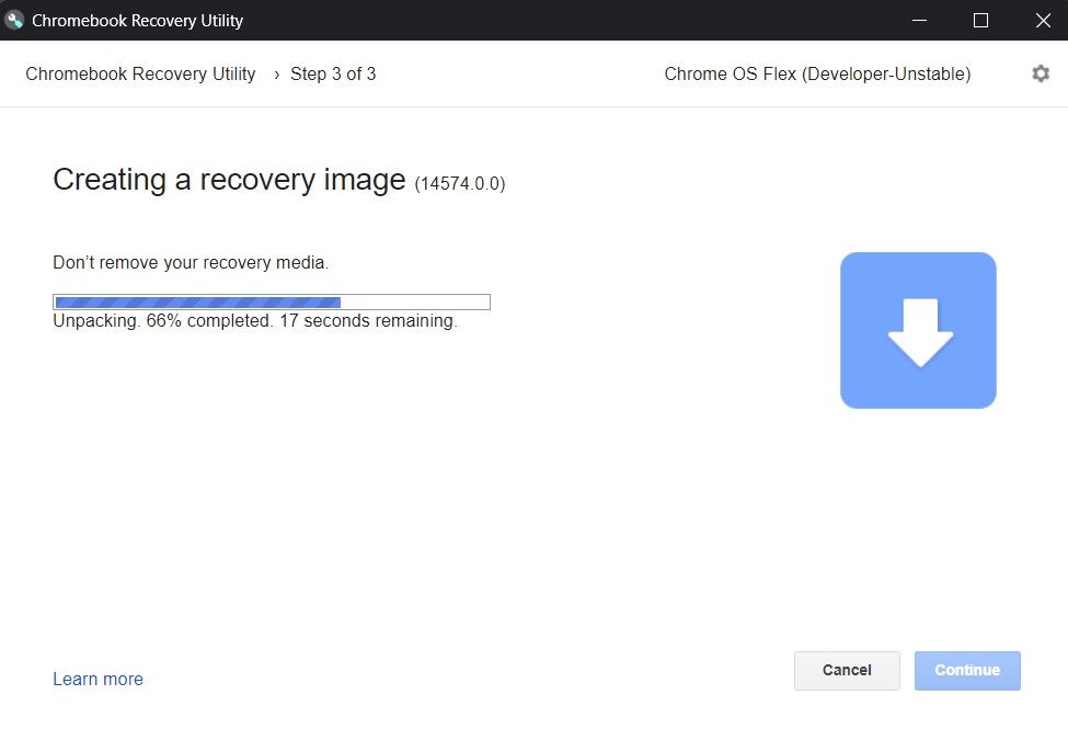 Chrome OS Flex Creating Recovery Image