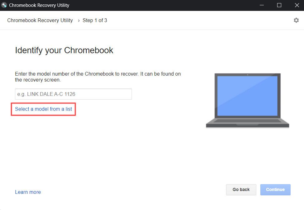 Chrome OS Recovery Identify Chromebook