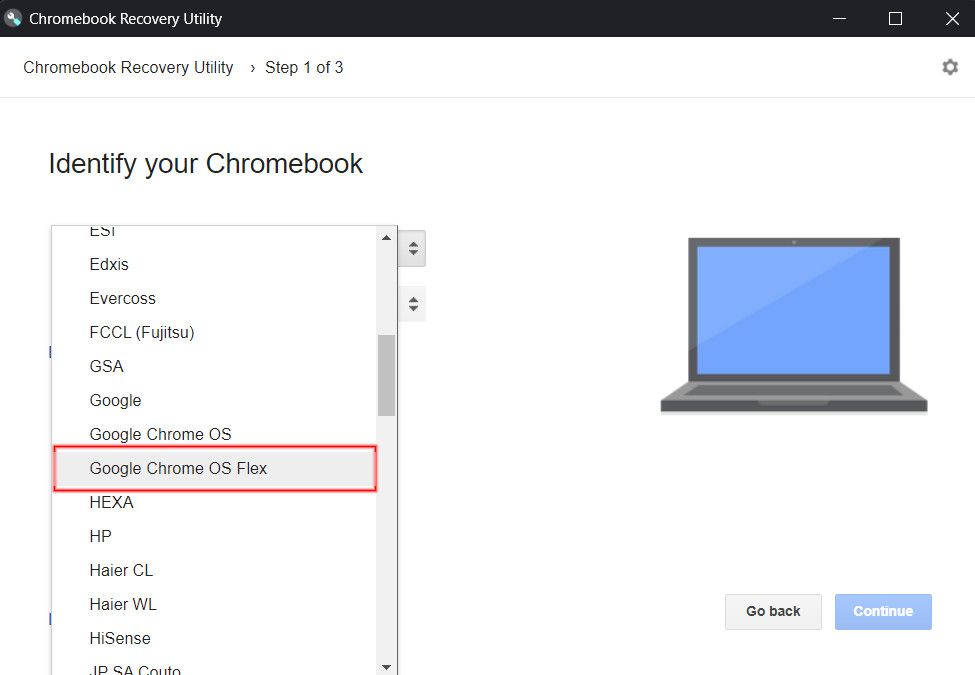 Chrome OS Recovery Model List