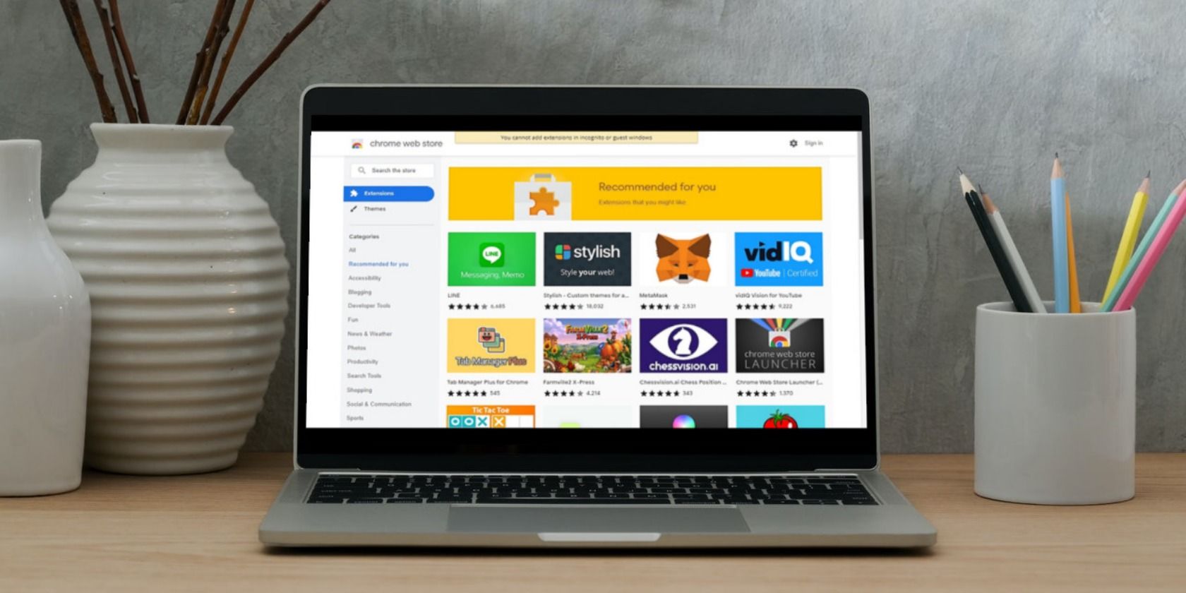 Chrome Web Store on a laptop screen