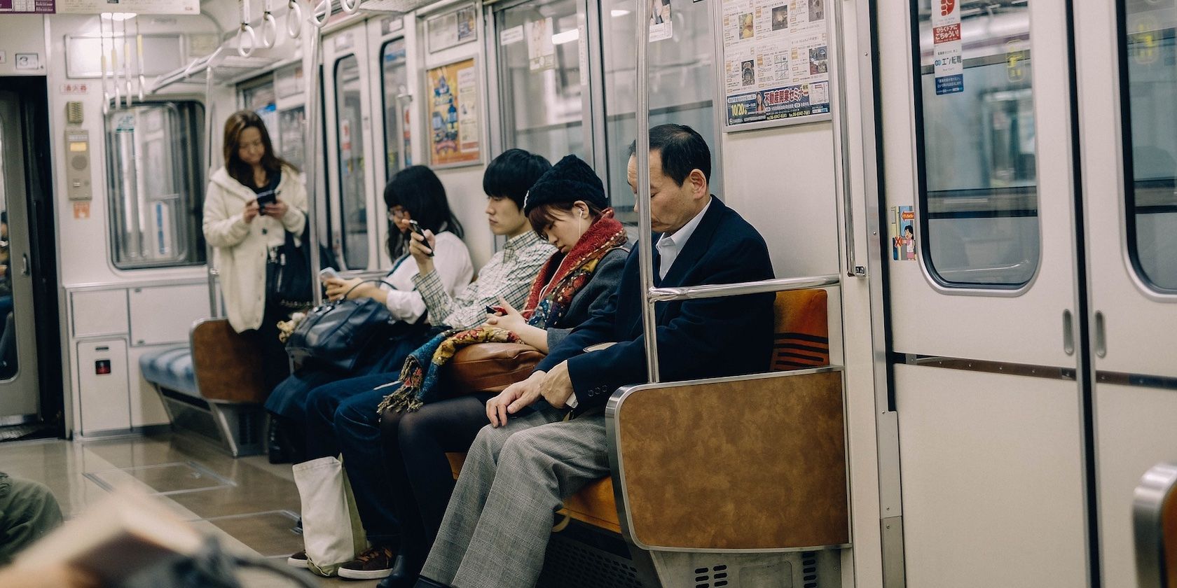 People in a subway train