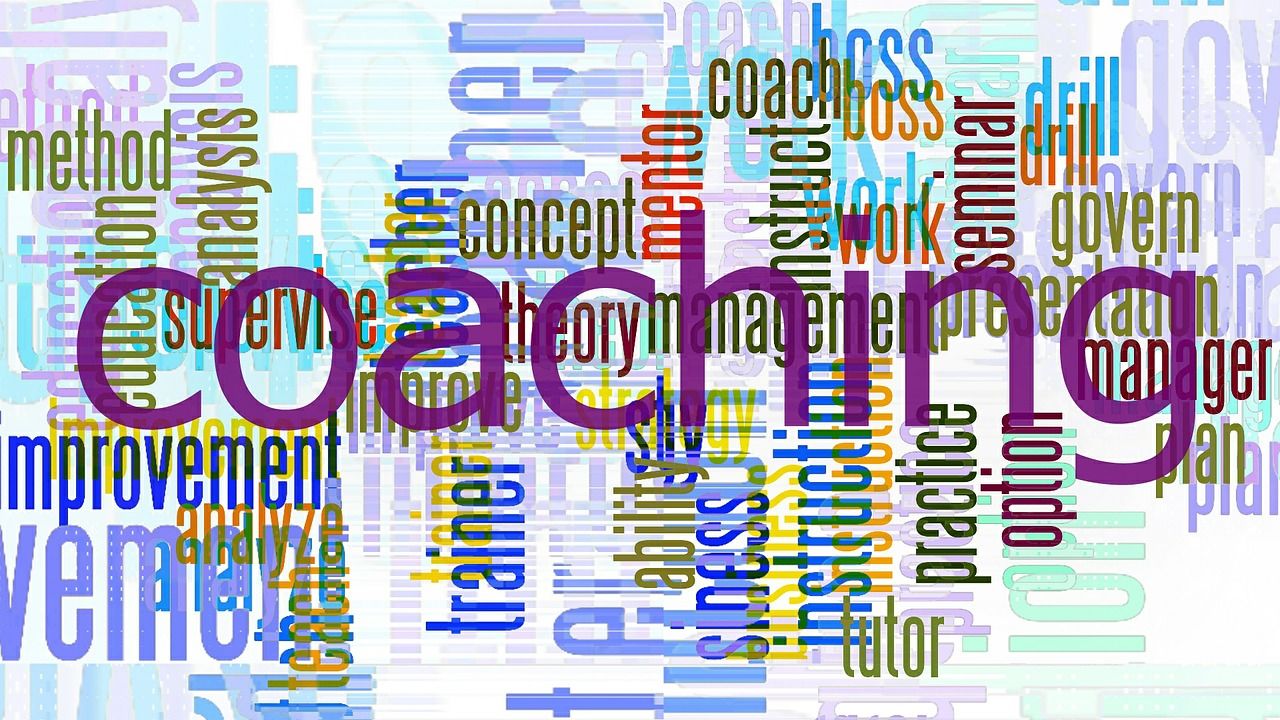 Concept picture highlighting the word Coaching amidst a word cloud