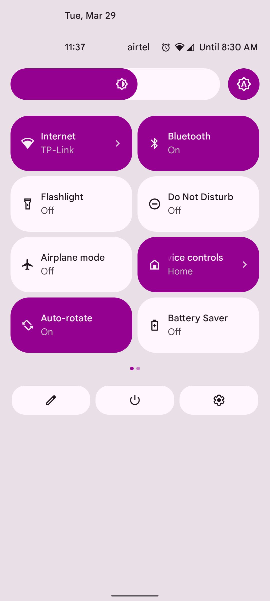 Custom purple color in quick toggles menu