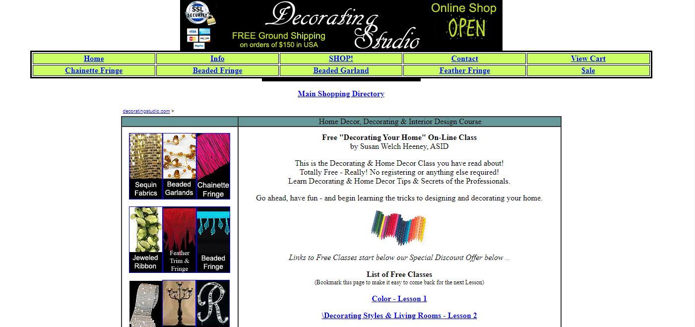 A Screenshot of DecoratingStudio's Landing Page