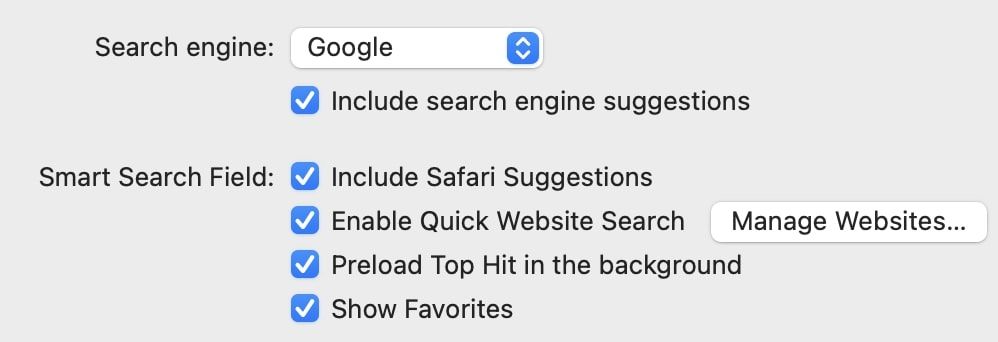 Disabling Search Suggestions in Safari for Mac