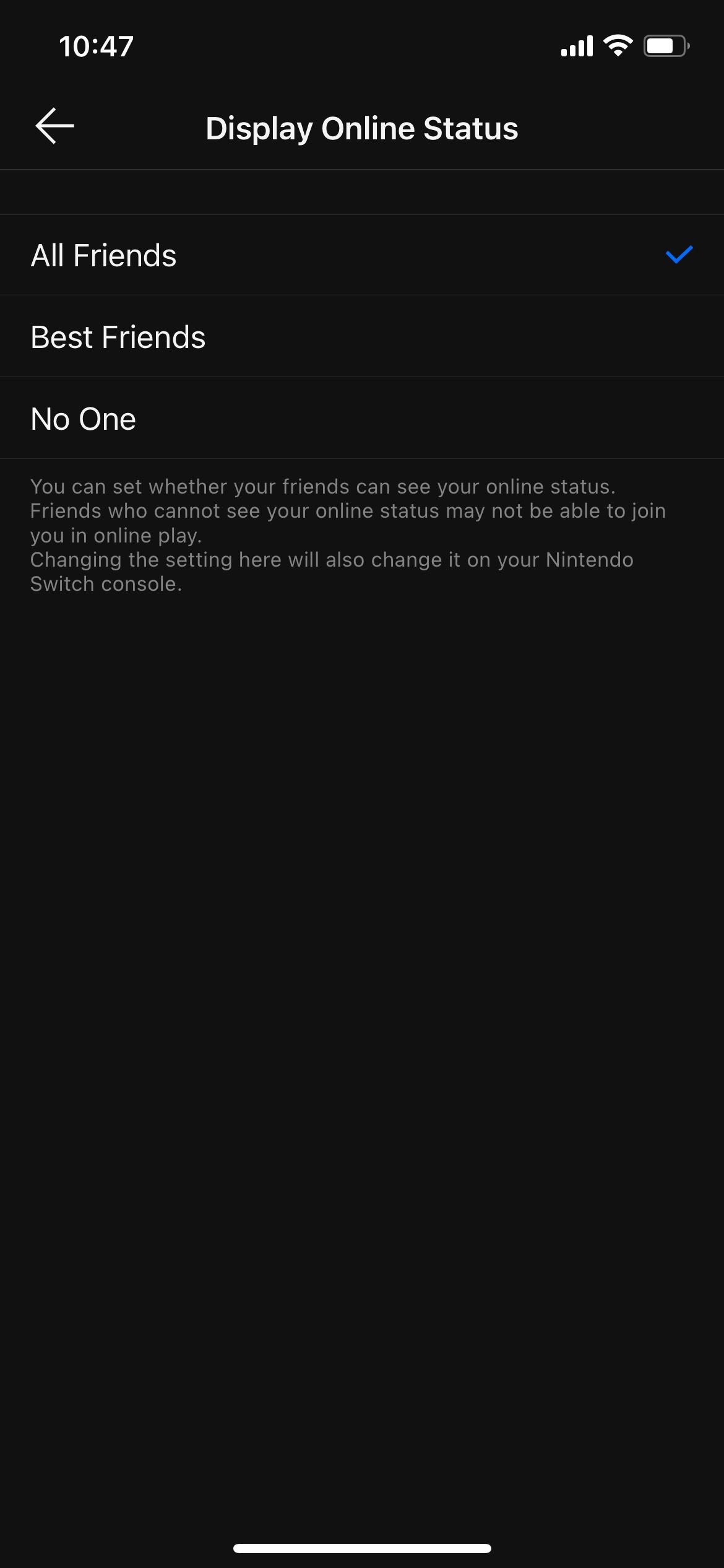 Display Online Status Nintendo Switch app
