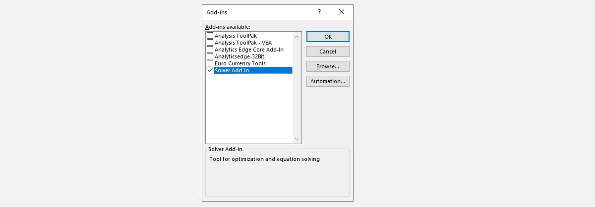 Excel Solver Add-in
