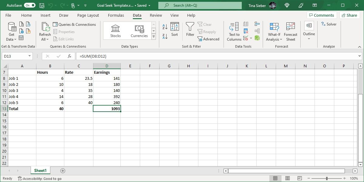 Excel Solver Sample Data