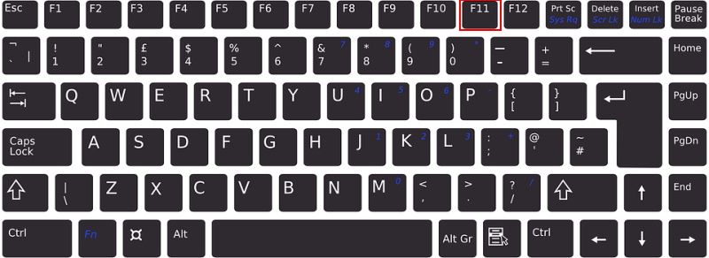F11 key on keyboard