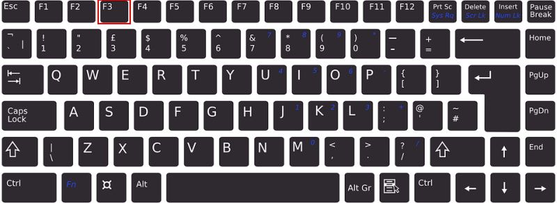 F3 key on keyboard