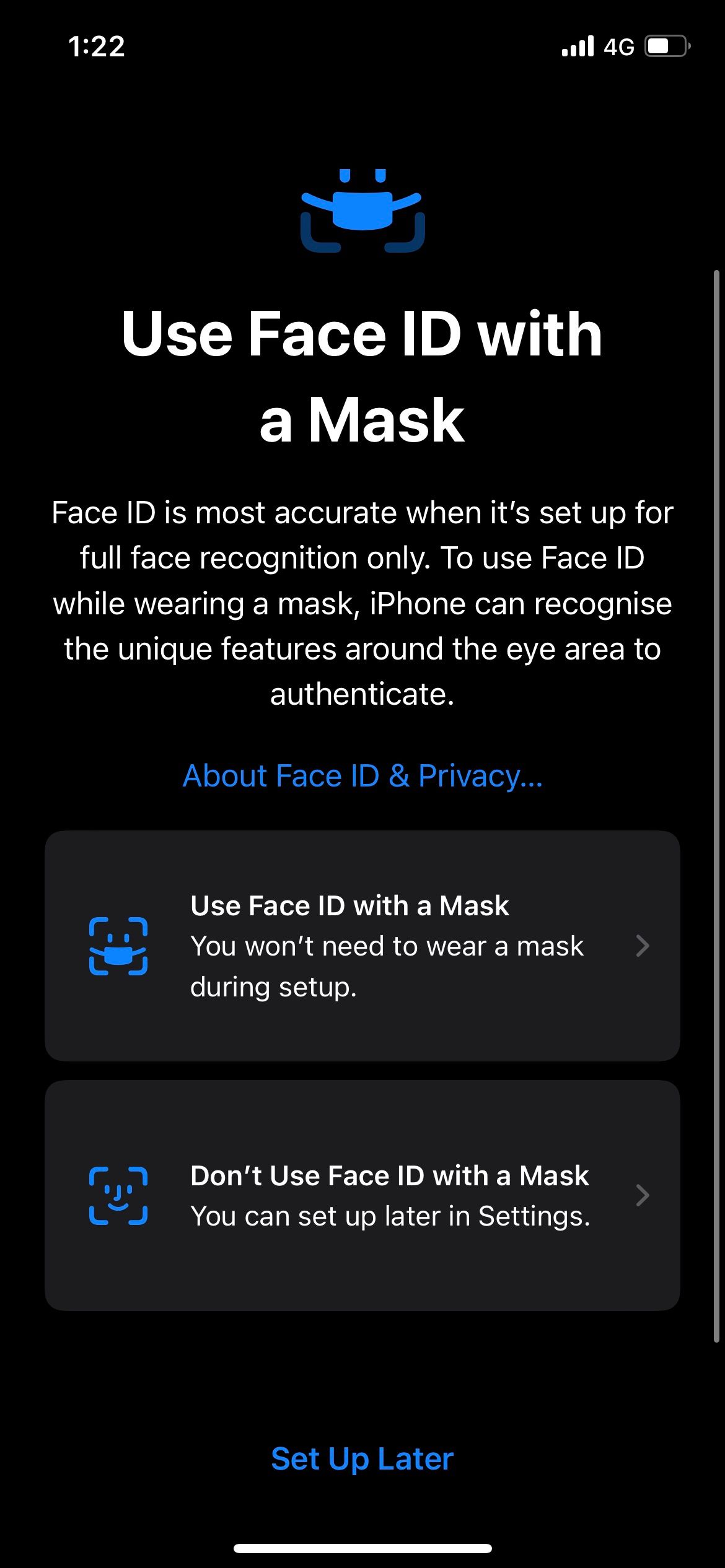 Set up Face ID with a Mask