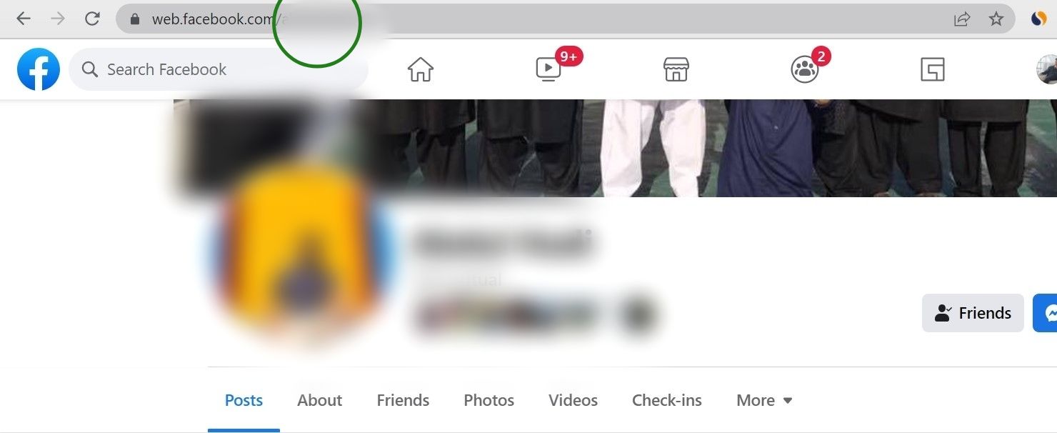 Facebook URL of another user on PC
