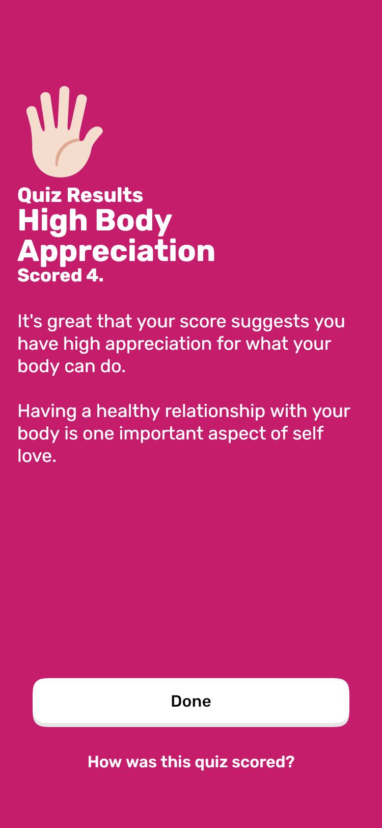 Finch App Body Appreciation Quiz score