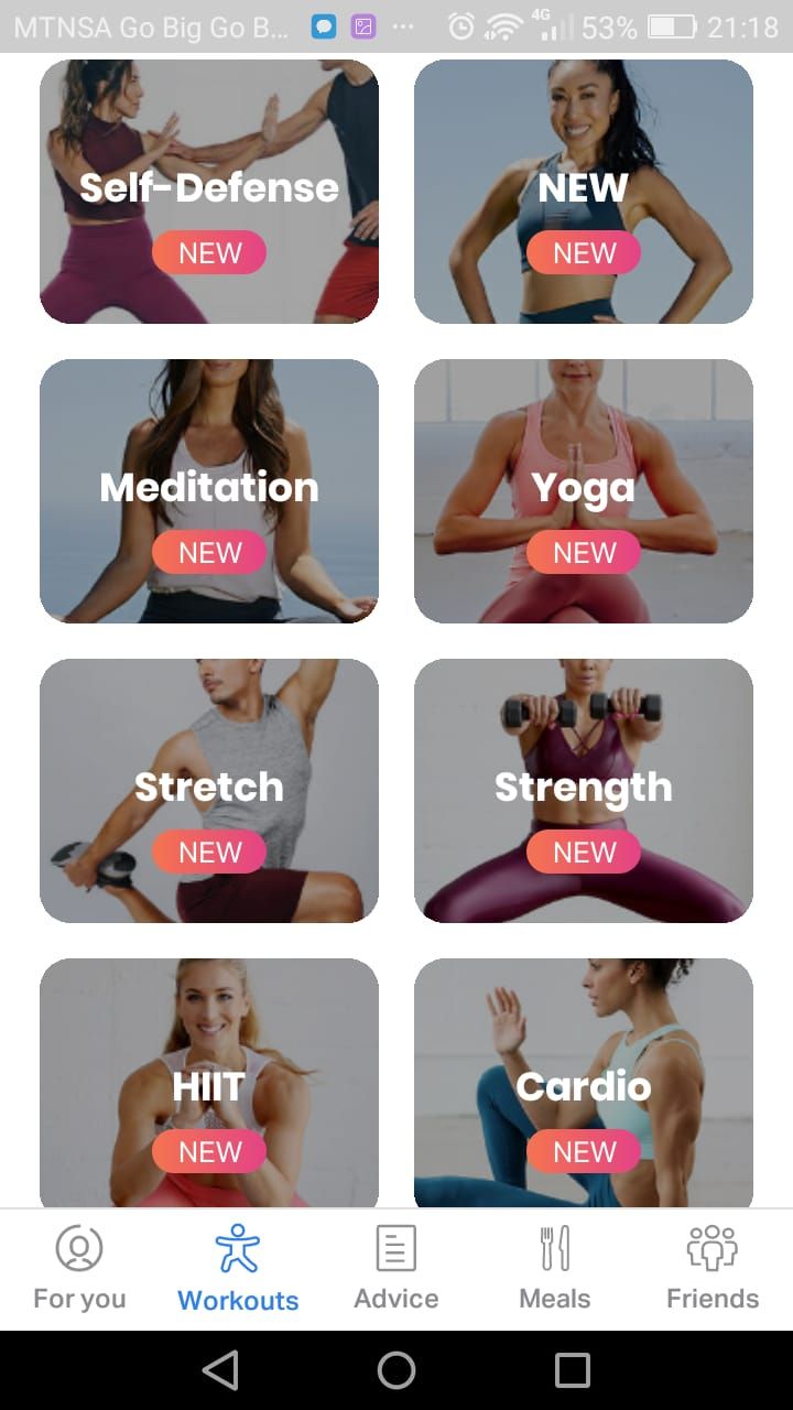 FitOn workout app exercises