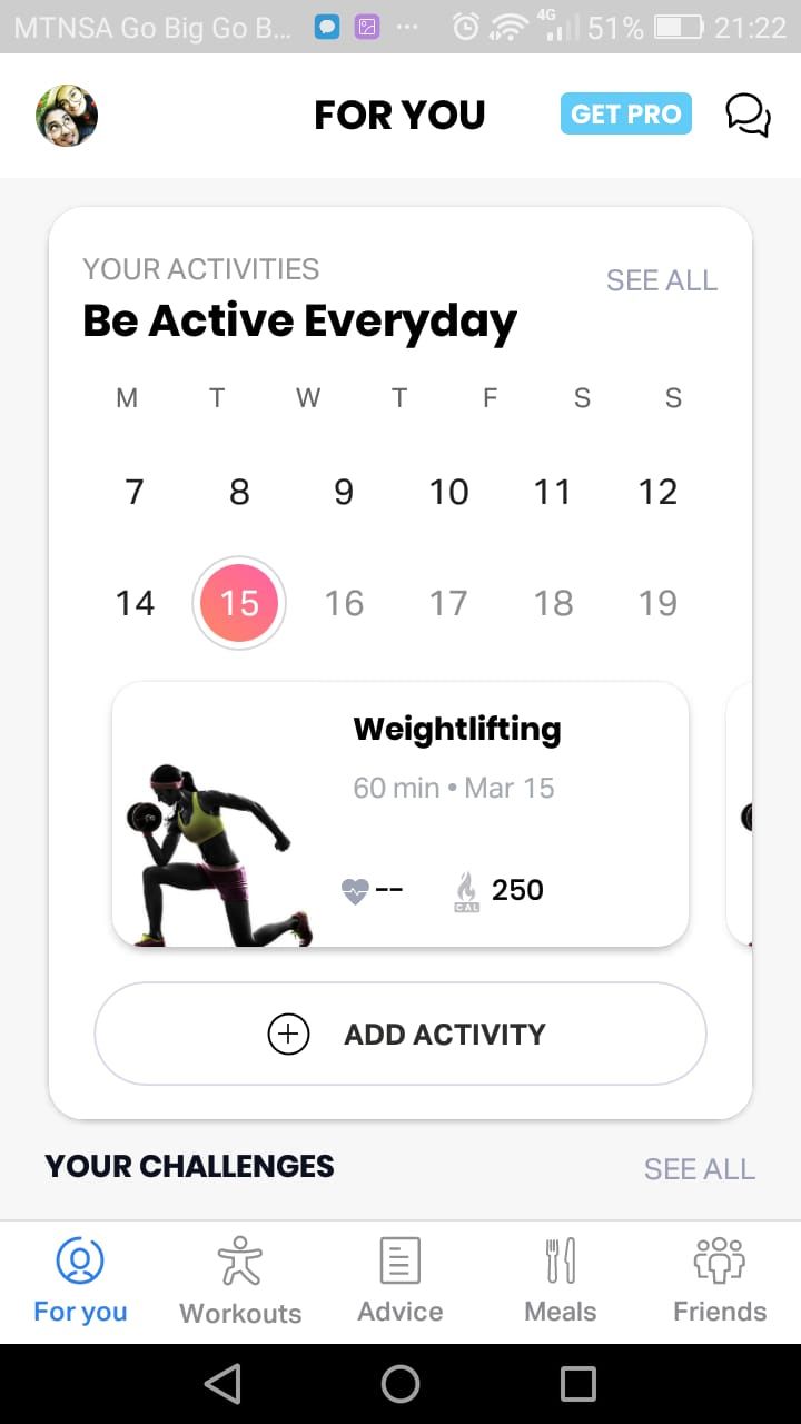 FitOn app workout calendar