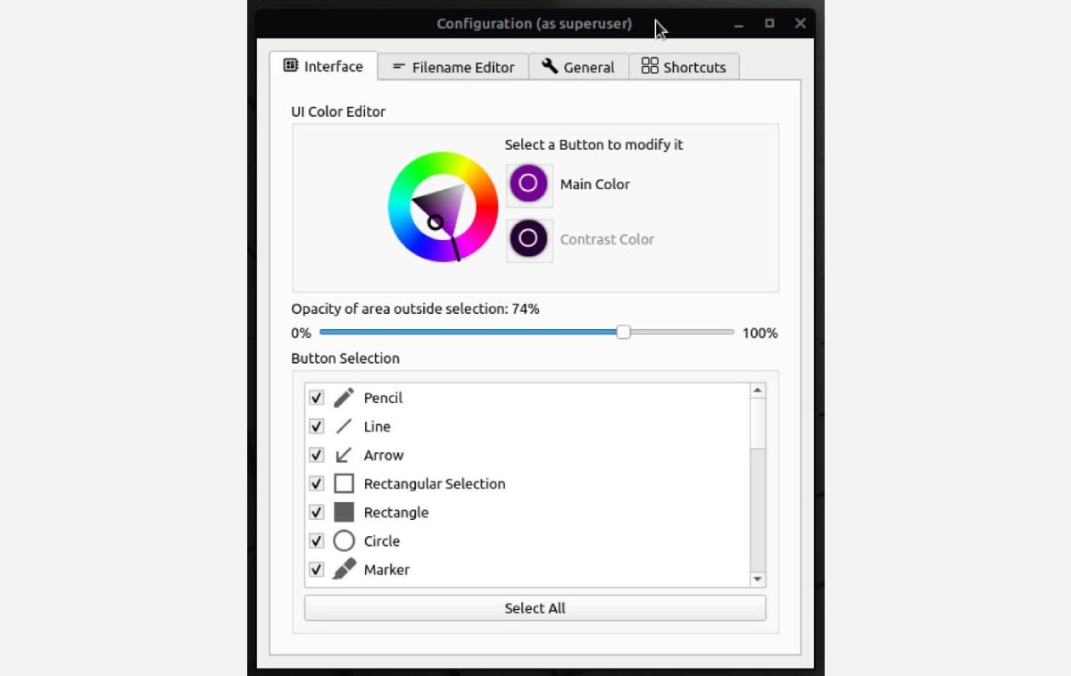 Flameshot-configuration-window