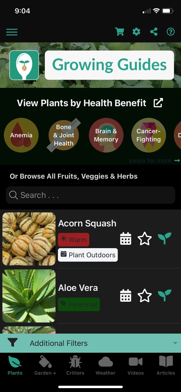 From Seed to Spoon Gardening app home screen