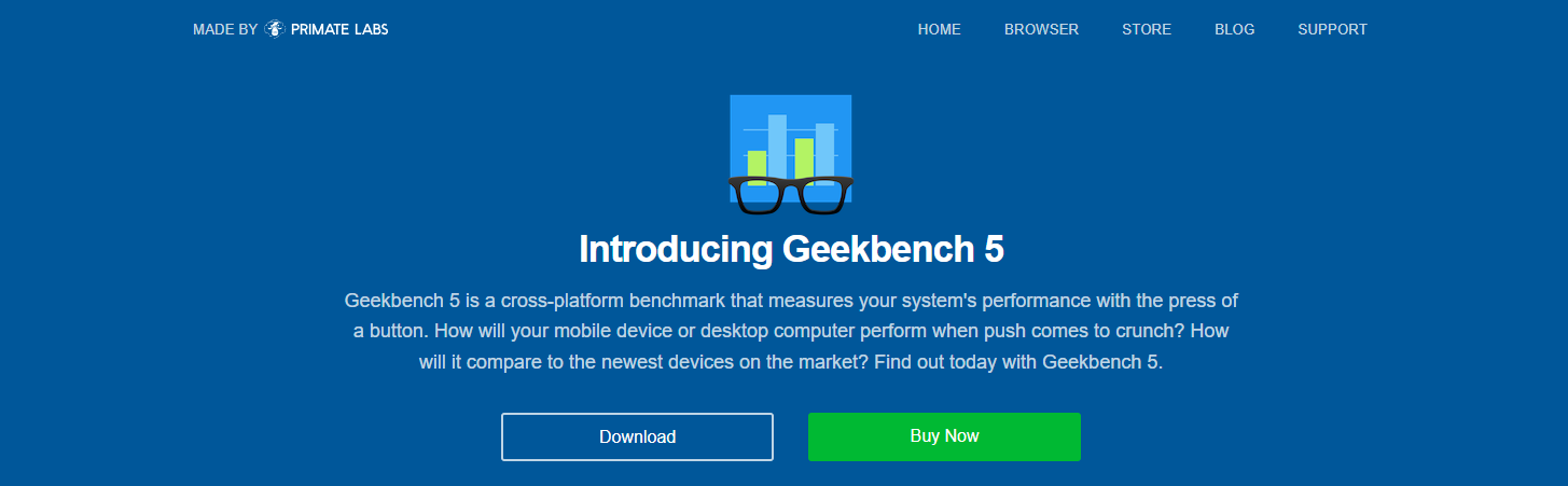 A Screenshot of Geekbench's Landing Page