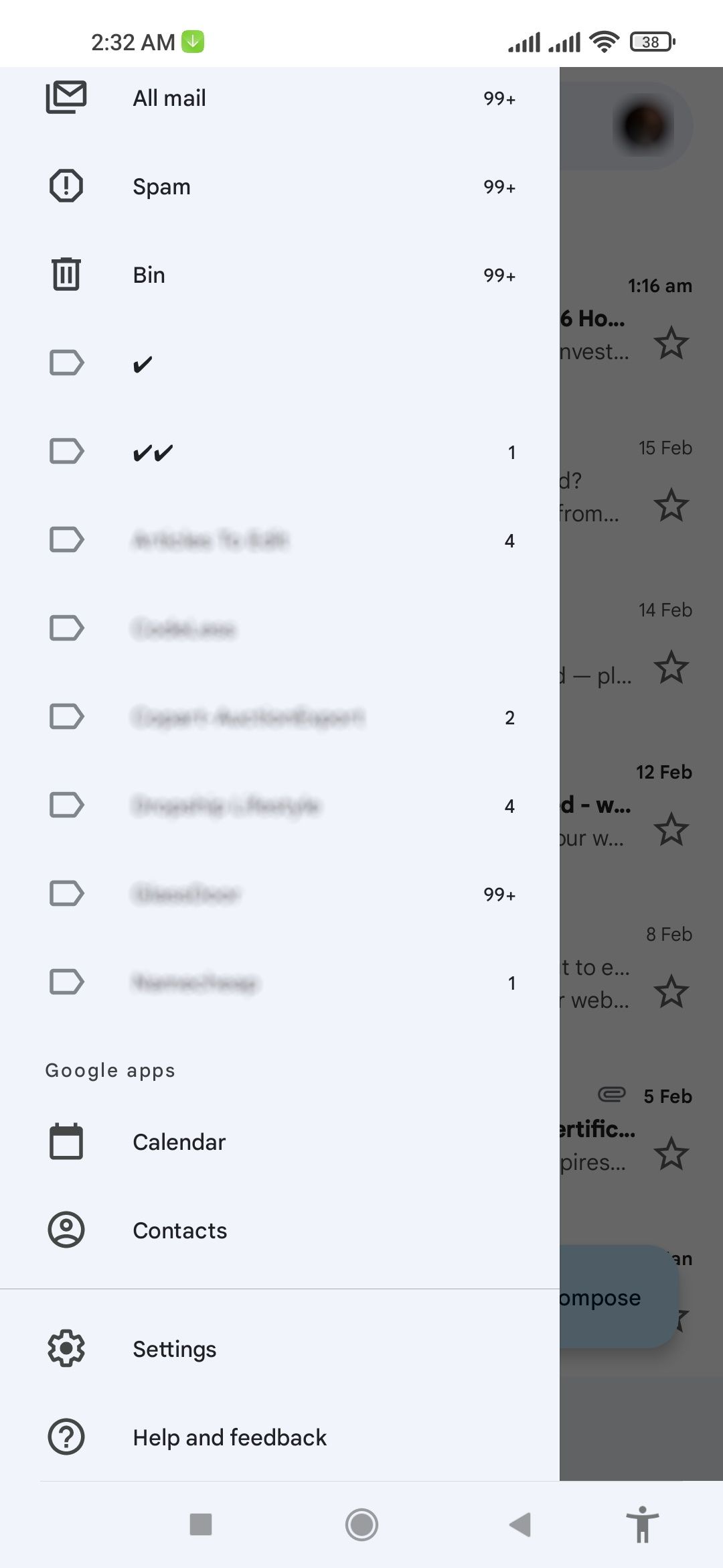 Gmail Dark Mode settings