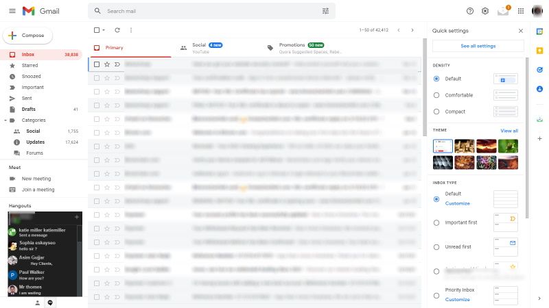 Gmail showing inbox